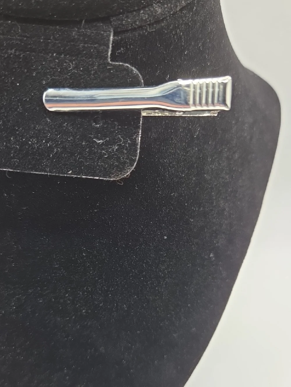 Silver Tone Engraved Bar Tie Clip - Elegant Mens Tie Clip